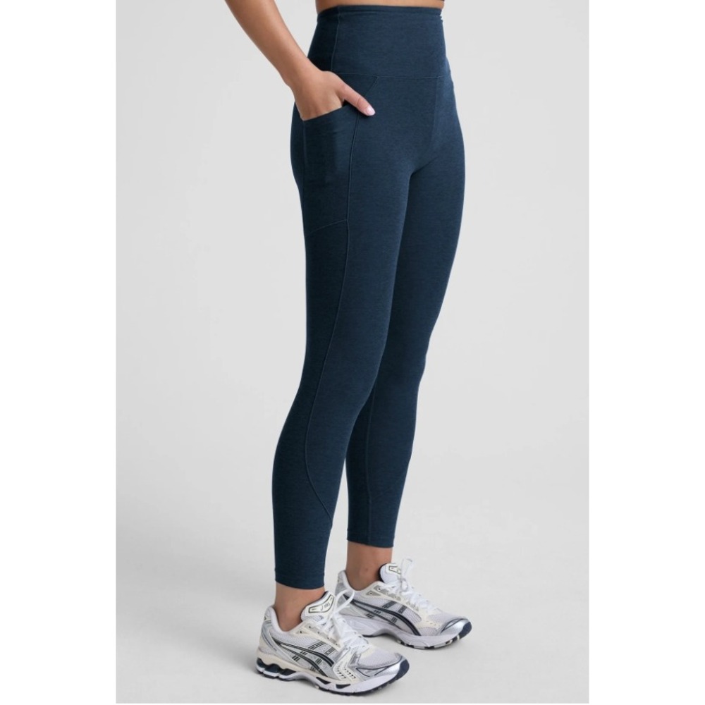 Beyond Yoga Spacedye Out of Pocket High Waisted Midi Leggings Navy Heather M